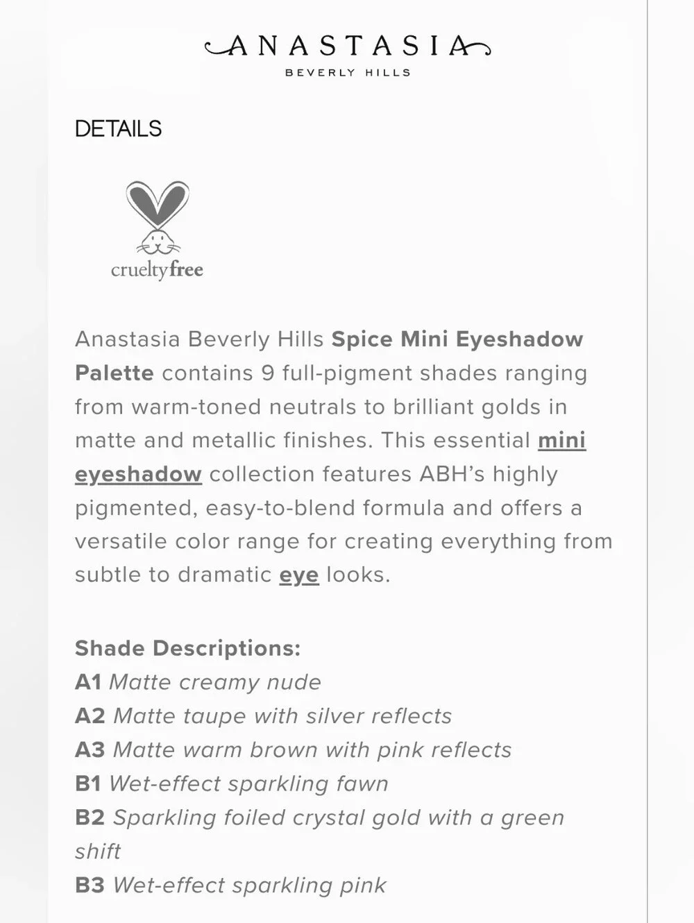 NEW ANASTASIA Beverly Hills SPICE Eyeshadow Palette